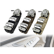 Три различни цвята панел със сребърни копчета за ел. стъкла Mercedes C W205 GLC X253 W253 - BM31-BM33